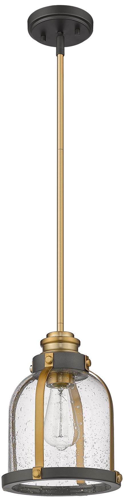 Burren 8 3/4"W Bronze and Brass Mini Pendant w/ Seeded Glass
