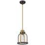 Burren 8 3/4"W Bronze and Brass Mini Pendant w/ Seeded Glass