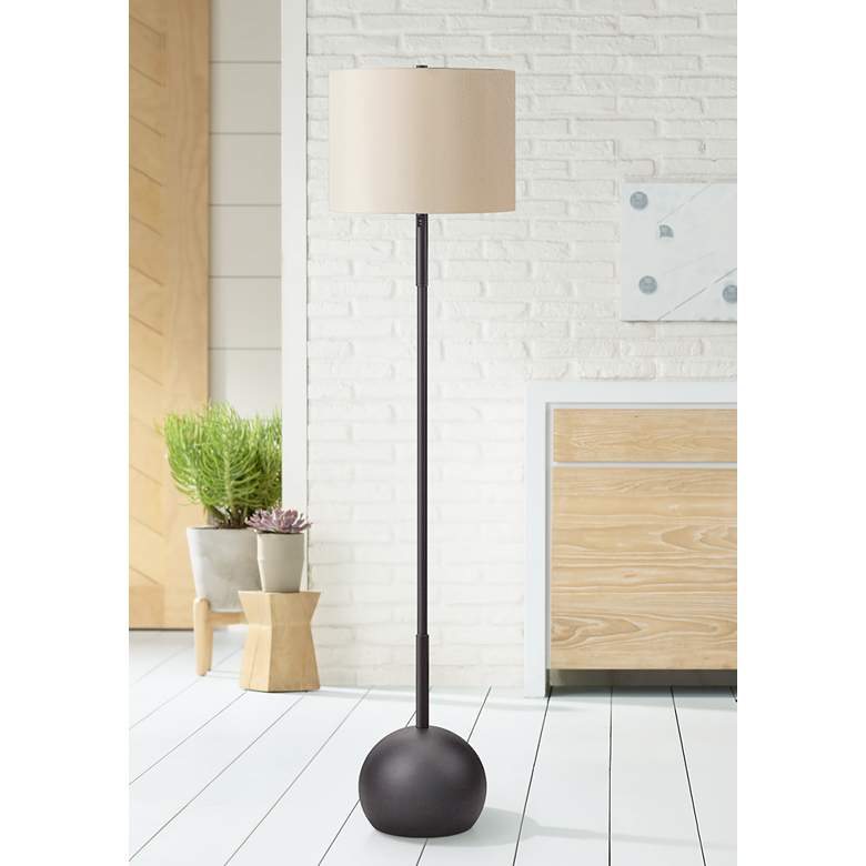 Image 1 Burress Oil-Rubbed Bronze Column Floor Lamp with Dome Base