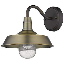 Image1 of Burry 1-Light Antique Brass Wall Light with Seeded Glass