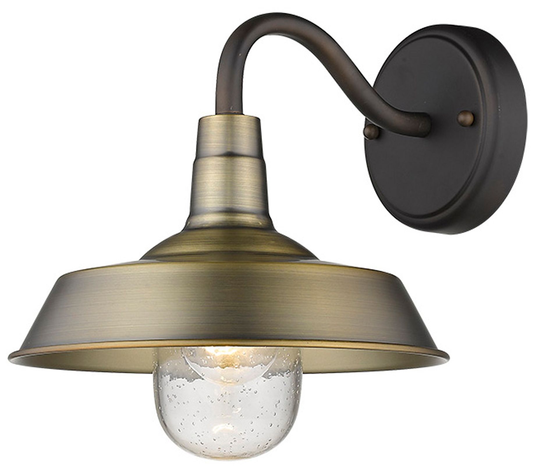 Image 3 Burry 1-Light Antique Brass Wall Light with Seeded Glass more views