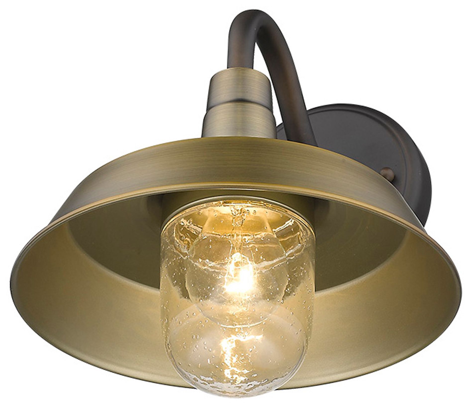 Burry 1-Light Antique Brass Wall Light with Seeded Glass