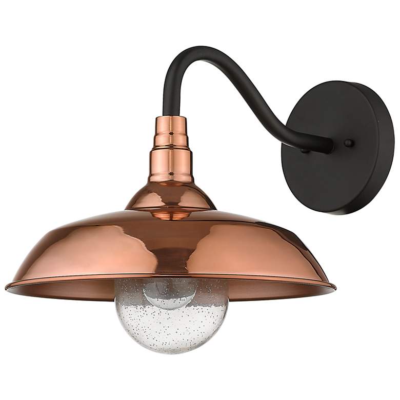 Image 1 Burry 1-Light Copper Wall Light with Seeded Glass