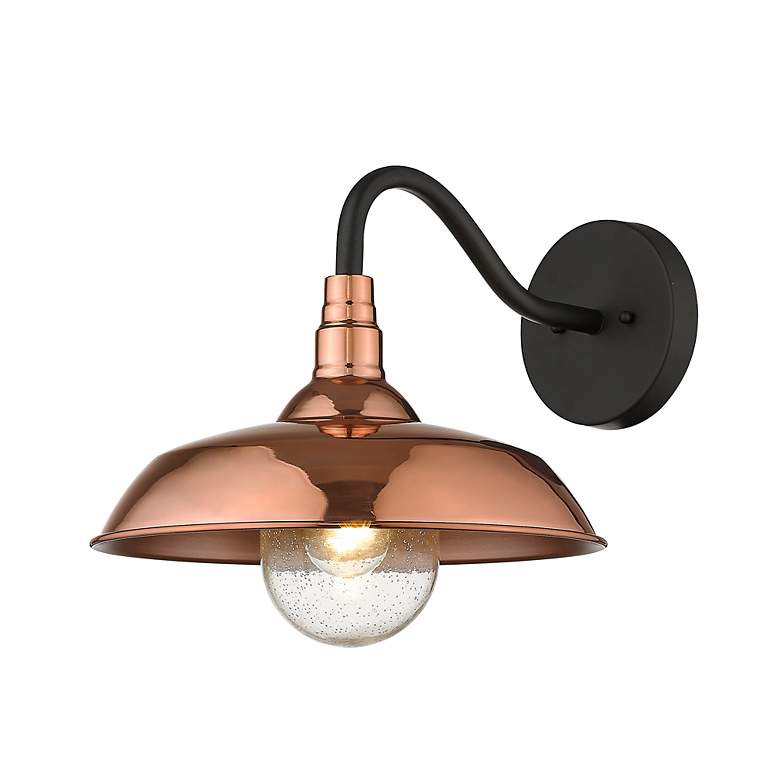 Image 2 Burry 1-Light Copper Wall Light with Seeded Glass more views
