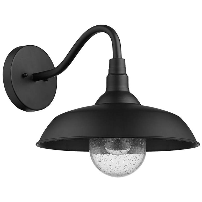 Image 1 Burry 1-Light Matte Black Wall Light with Seeded Glass