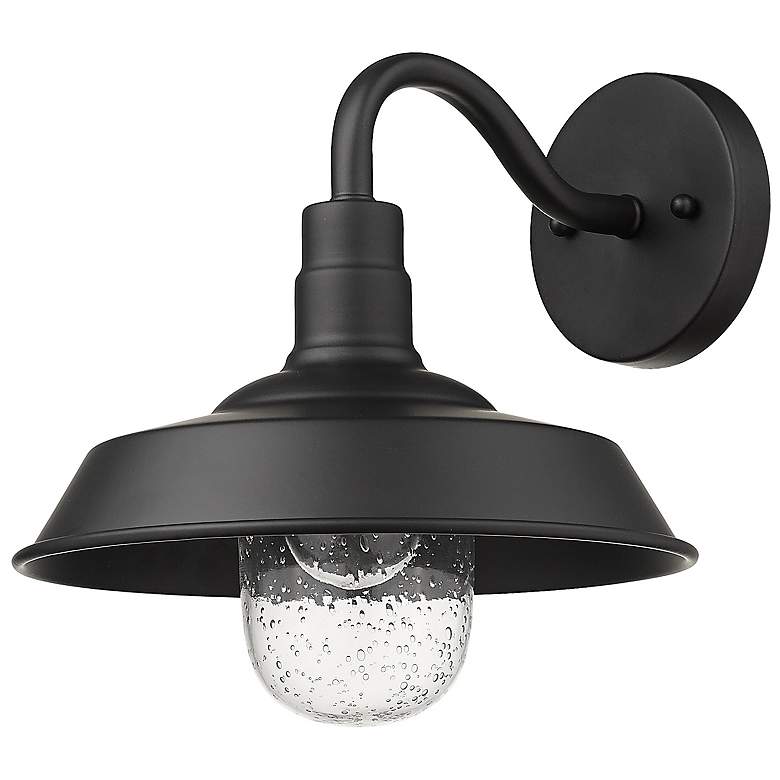 Image 1 Burry 1-Light Matte Black Wall Light with Seeded Glass