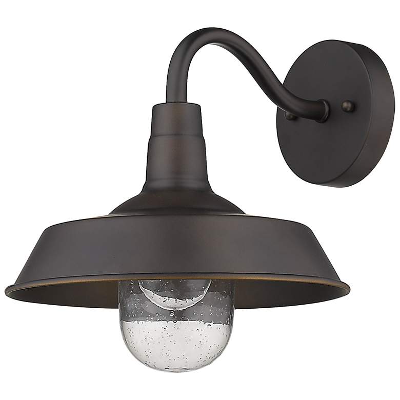 Image 2 Burry 1-Light Oil-Rubbed Bronze Wall Light with Seeded Glass