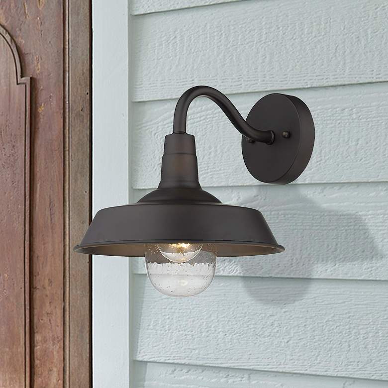 Image 1 Burry 1-Light Oil-Rubbed Bronze Wall Light with Seeded Glass