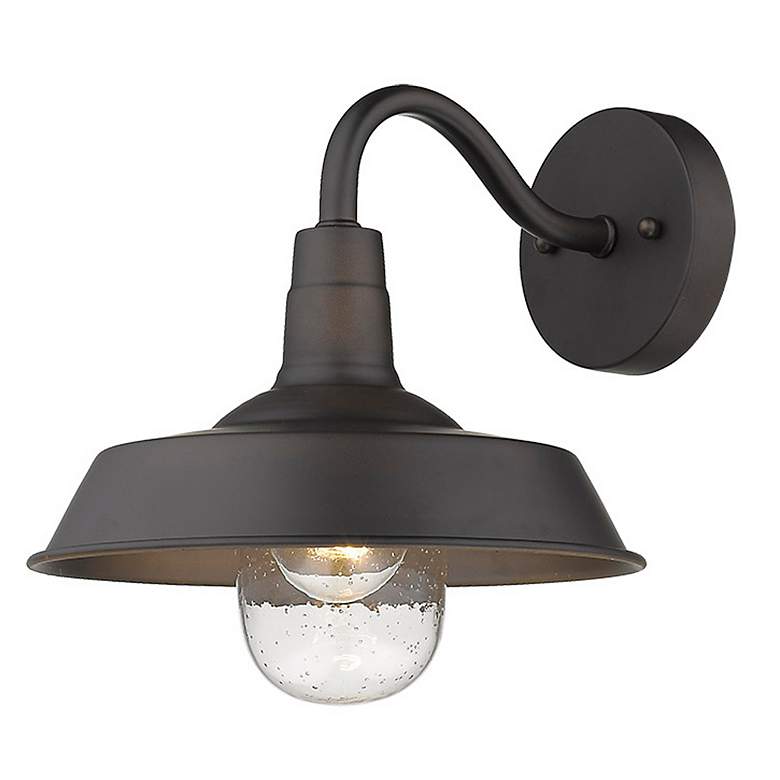 Image 3 Burry 1-Light Oil-Rubbed Bronze Wall Light with Seeded Glass more views