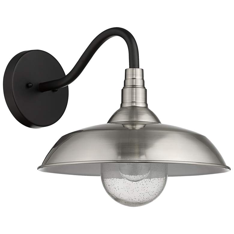 Image 1 Burry 1-Light Satin Nickel Wall Light with Seeded Glass