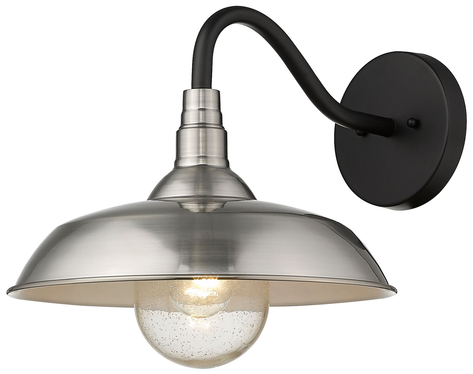 Image 2 Burry 1-Light Satin Nickel Wall Light with Seeded Glass more views