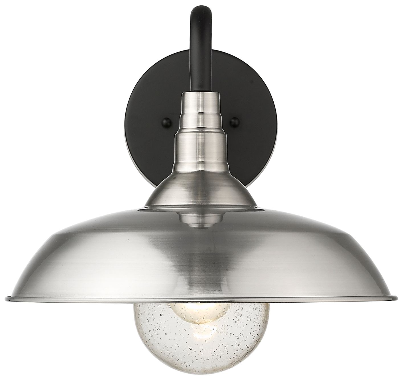 Image 7 Burry 1-Light Satin Nickel Wall Light with Seeded Glass more views