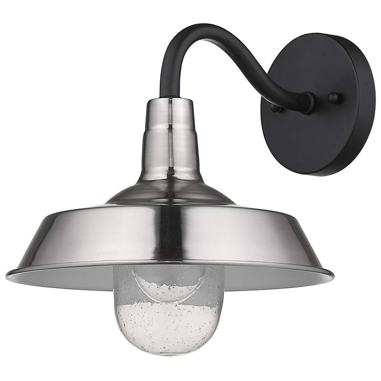 Image 1 Burry 1-Light Satin Nickel Wall Light with Seeded Glass