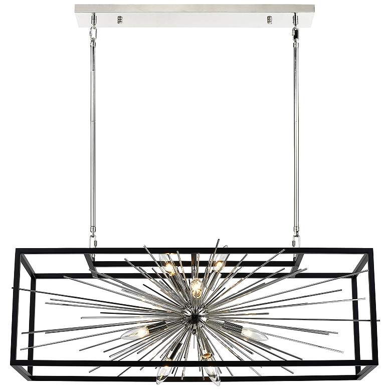 Image 1 Burst 10-Light Modern Rectangular Sputnik Polished Nickel Chandelier