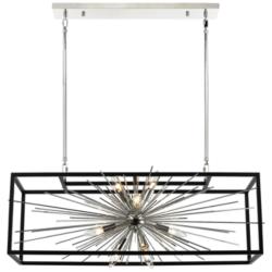 Burst 10-Light Modern Rectangular Sputnik Polished Nickel Chandelier
