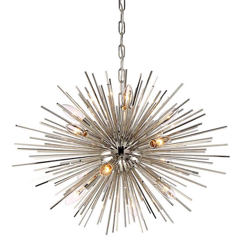 Image 1 Burst 12-Light 24 Inch Unique Polished Nickel Square Stem Sputnik