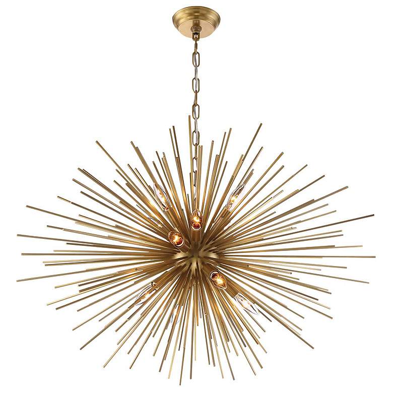 Image 1 Burst 12-Light 35 Inch Unique Aged Brass Square Stem Sputnik