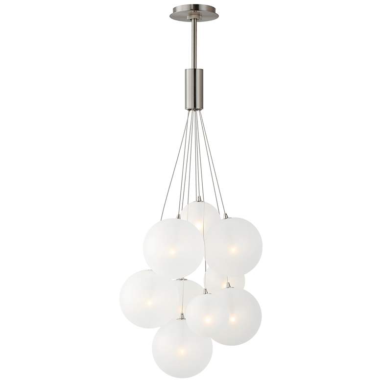 Image 2 Burst 19 3/4" Wide Satin Nickel 9-Light LED Pendant