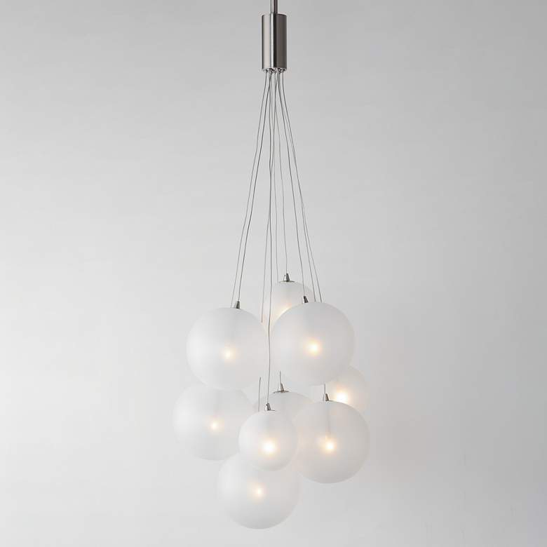 Image 3 Burst 19 3/4" Wide Satin Nickel 9-Light LED Pendant more views