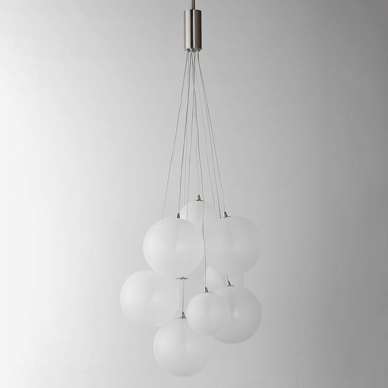 Image 4 Burst 19 3/4" Wide Satin Nickel 9-Light LED Pendant more views