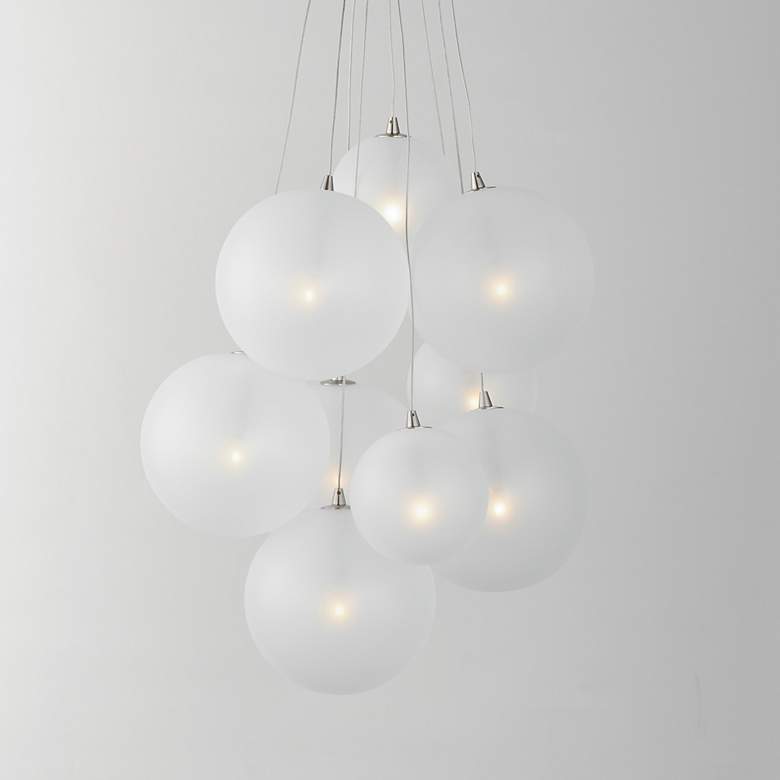 Image 5 Burst 19 3/4" Wide Satin Nickel 9-Light LED Pendant more views