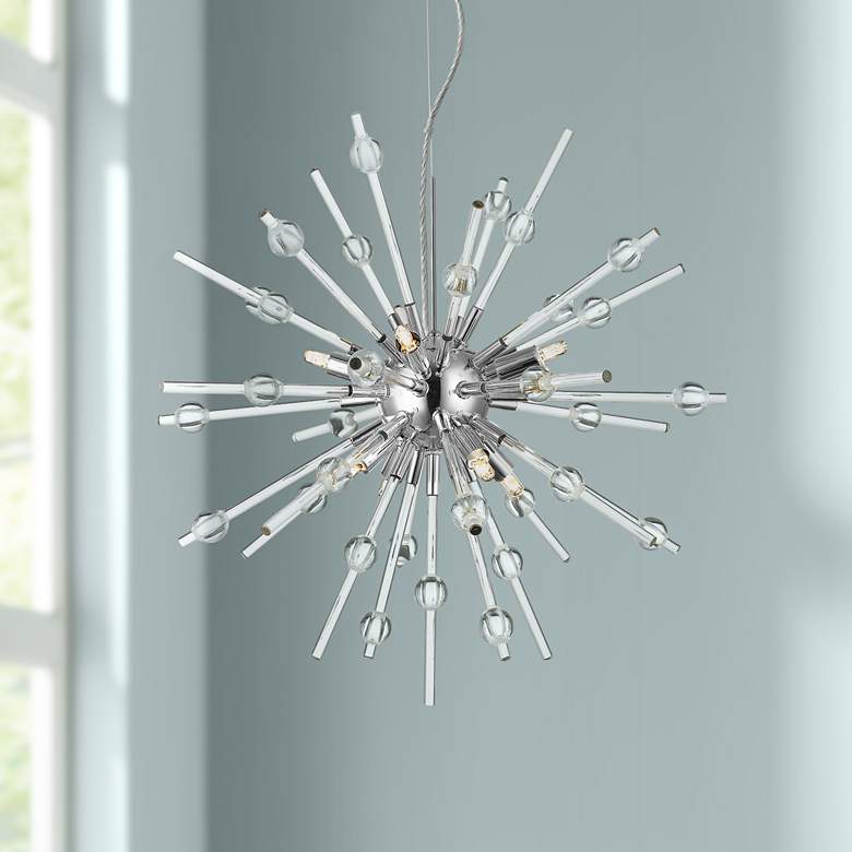 Image 1 Burst 21 1/4 inch Wide Polished Nickel Sputnik Pendant Light