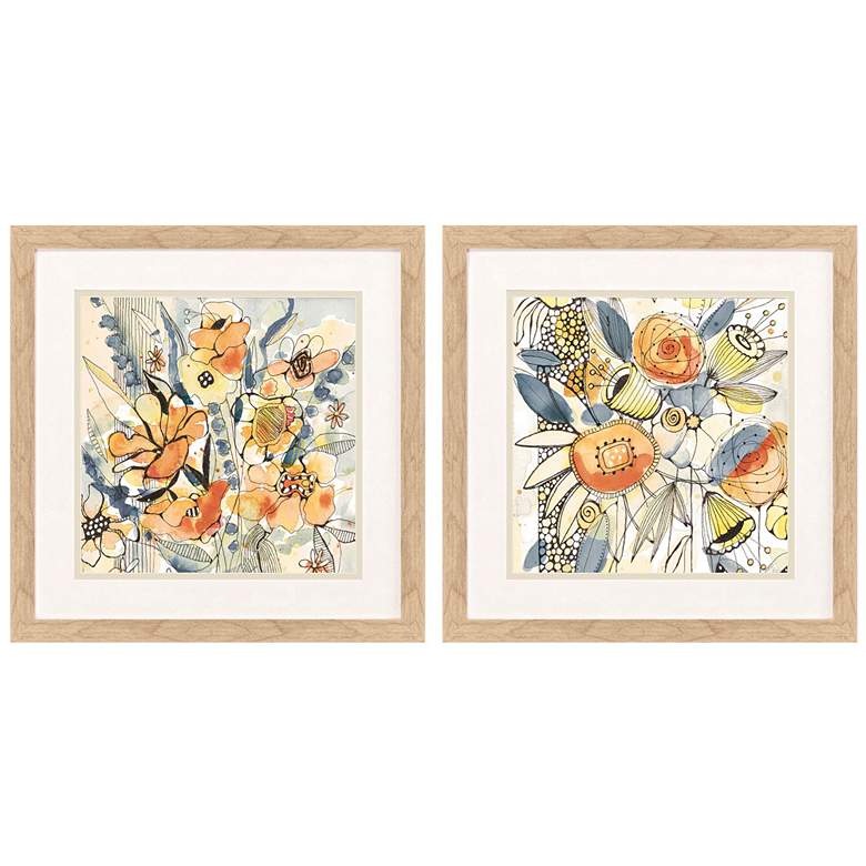 Image 1 Bursting Wildflowers 18"W x 18"H Framed Wall Art Set of 2