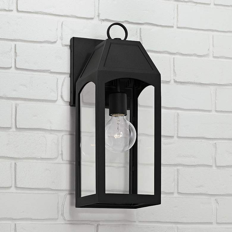 Image 1 Burton 16 3/4" High Black Outdoor Wall Light