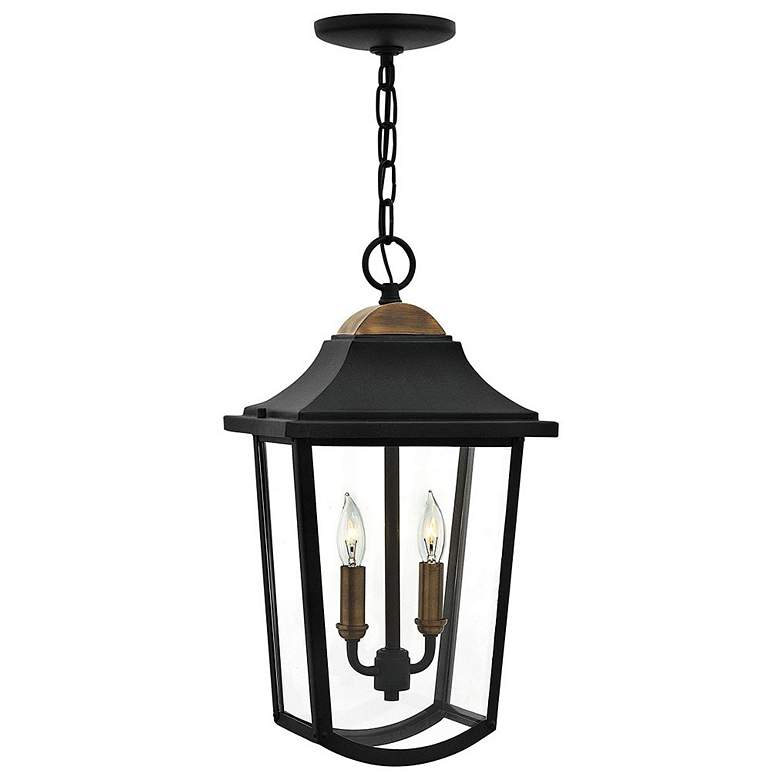 Image 1 Burton 18 1/4" High Black 2-Light Outdoor Hanging Lantern