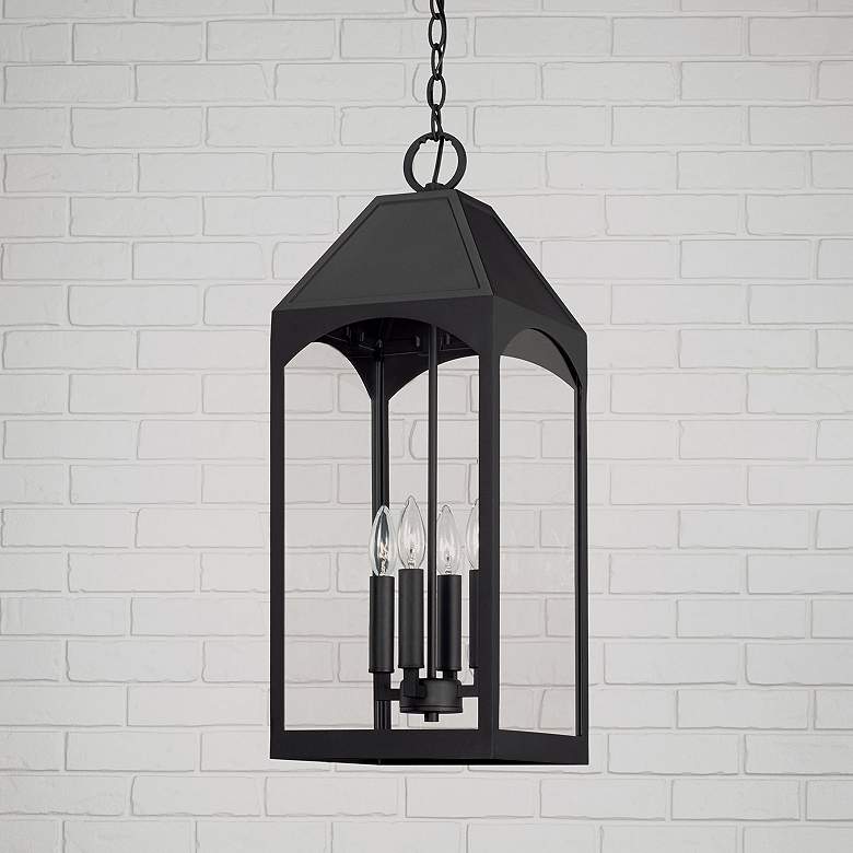 Image 1 Burton 26 1/2" High Black 4-Light Outdoor Hanging Light