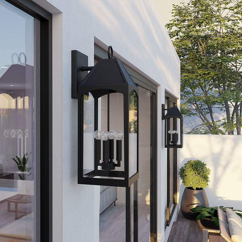 Image 3 Burton 26 1/4" High Black 4-Light Outdoor Wall Light more views