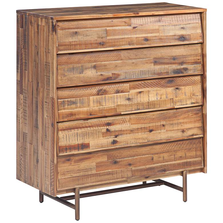 Bushwick 39 1/2&quot;W Natural Brown 5-Drawer Wooden Accent Chest