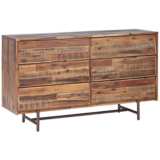 Bushwick 57&quot; Wide Natural Brown 6-Drawer Wooden Dresser