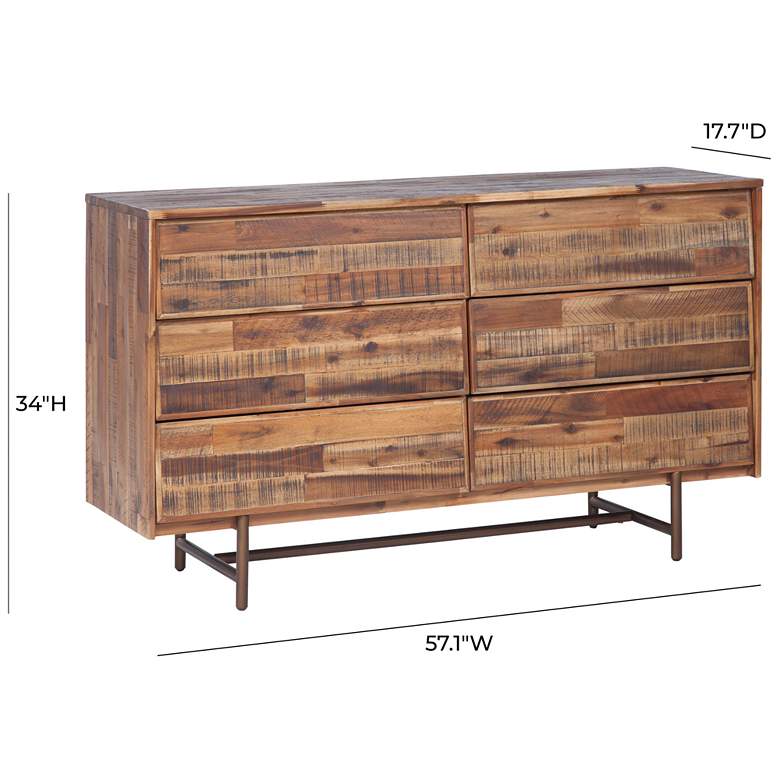 Bushwick 57&quot; Wide Natural Brown 6-Drawer Wooden Dresser more views