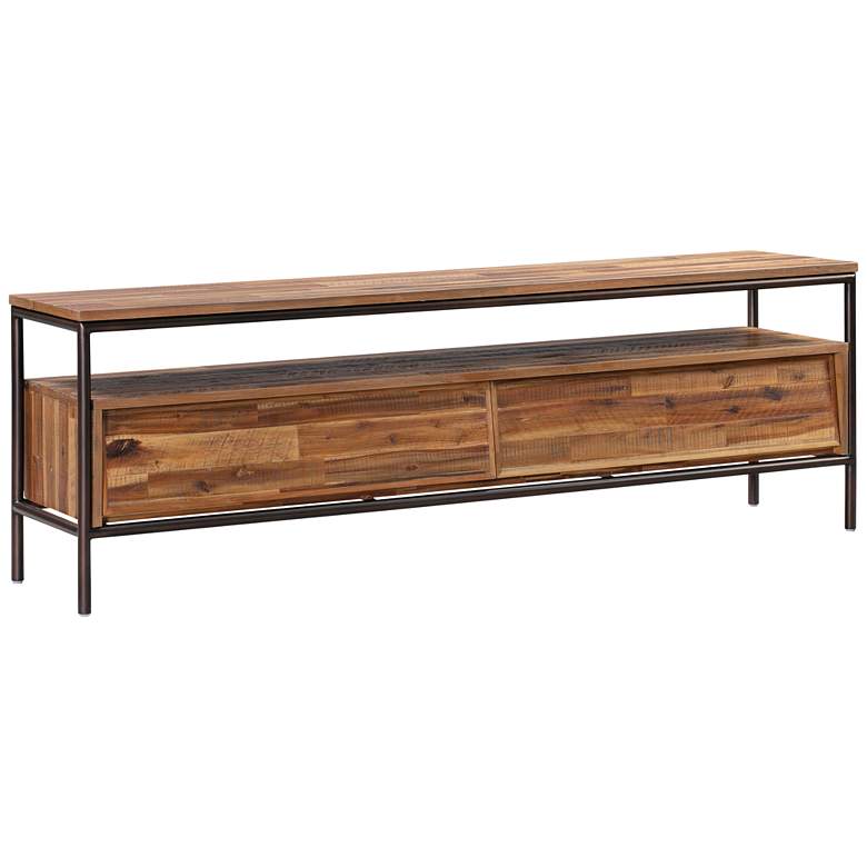 Image 1 Bushwick 72 inch Wide Rustic Acacia Wooden 2-Drawer TV Stand
