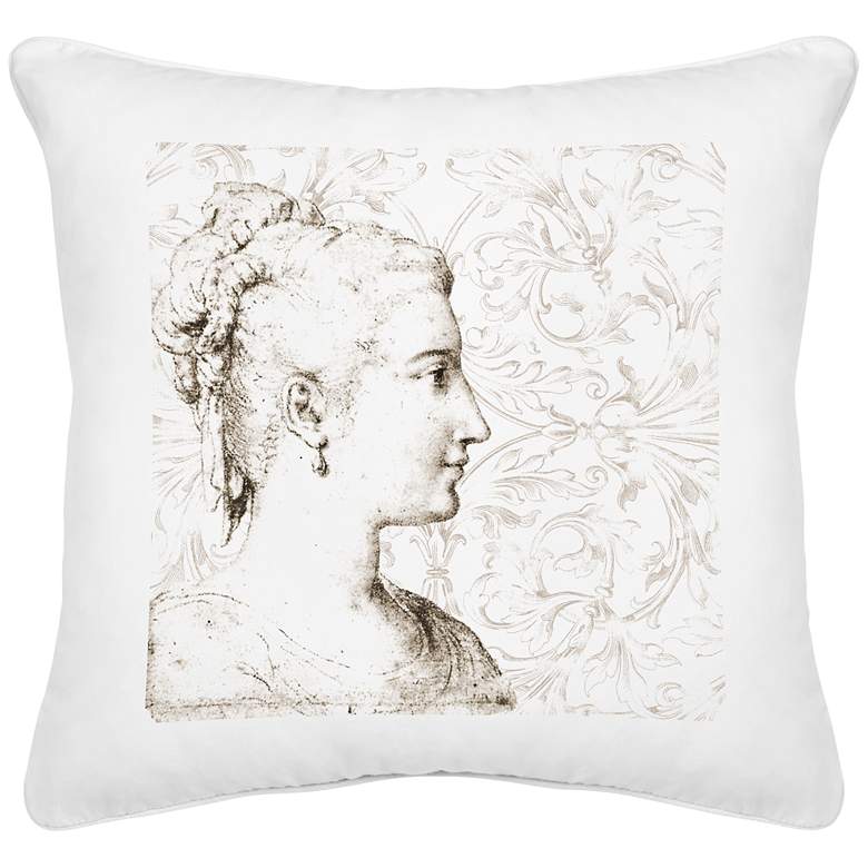 Image 1 Bust Left White Canvas 18 inch Square Decorative Pillow