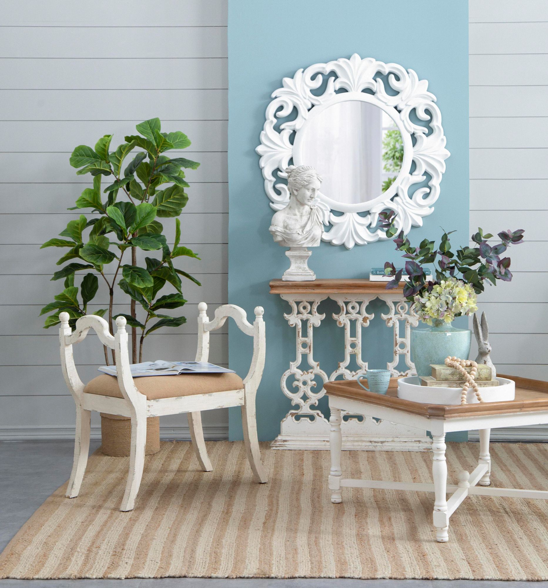 Bust of Women 22" High Antique White Statue