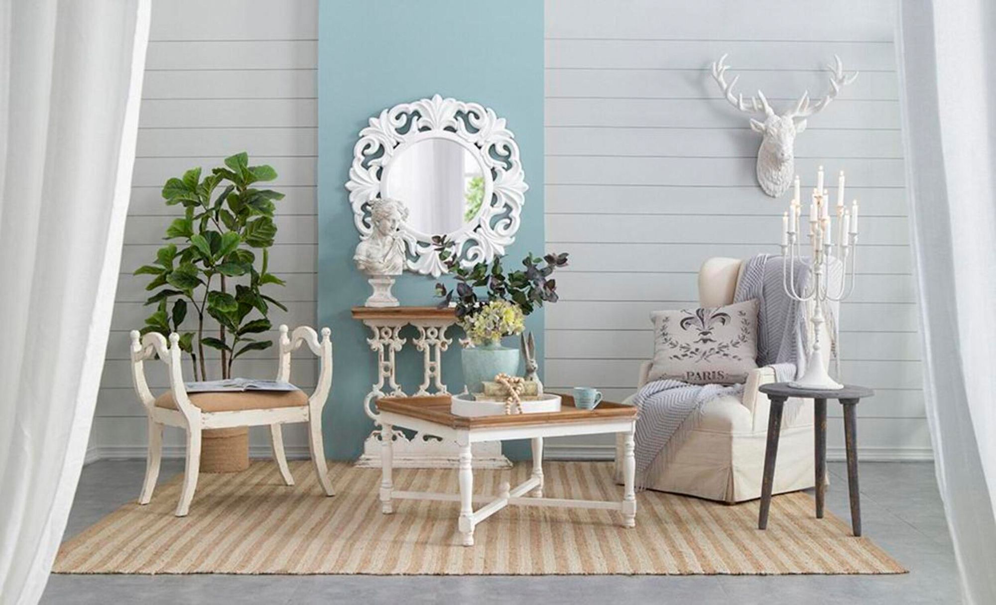 Bust of Women 22" High Antique White Statue