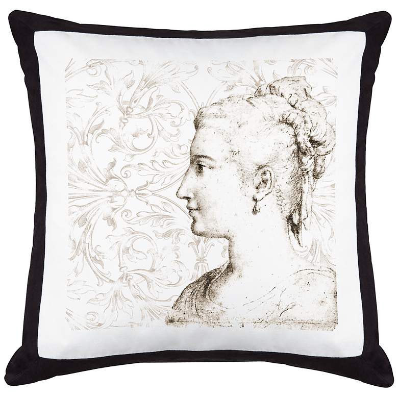 Image 1 Bust Right Black Canvas and Microsuede 18 inch Square Pillow