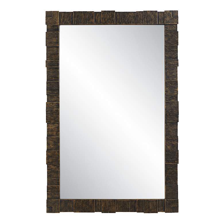 Image 2 Bustelo Dark Bronze 30" x 45" Geometric Wall Mirror