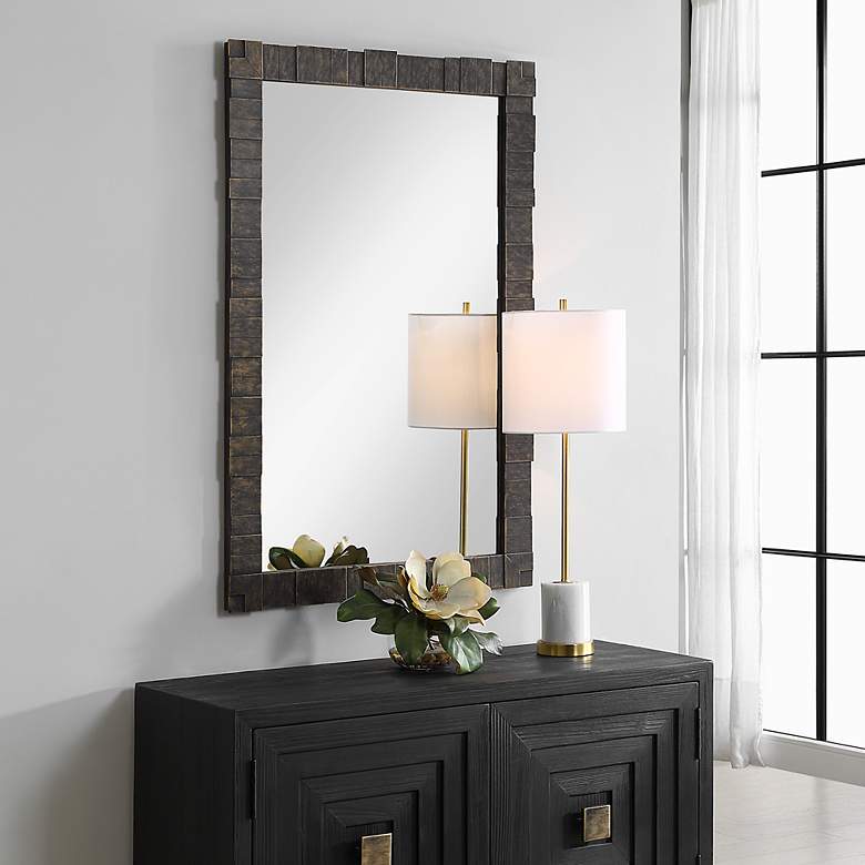Image 3 Bustelo Dark Bronze 30" x 45" Geometric Wall Mirror more views
