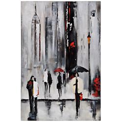 Bustling City I 34&quot; Wide Hand-Painted Wall Art