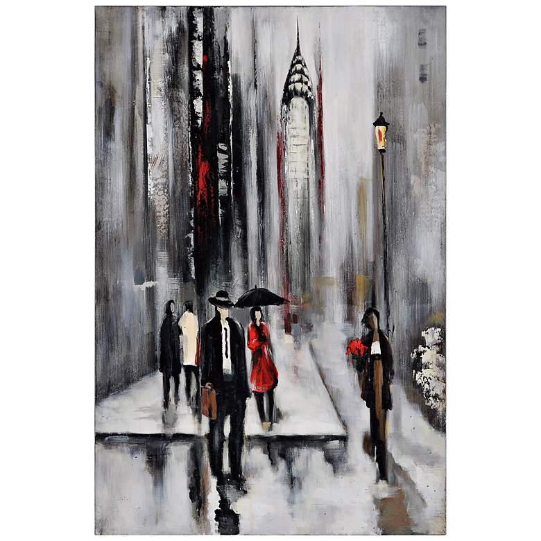 Image 1 Bustling City II 34" Wide Hand-Painted Wall Art