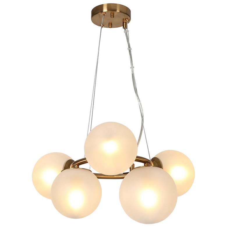 Image 1 Butia 19.7" Wide Gold 5-Light Wagon Wheel Chandelier