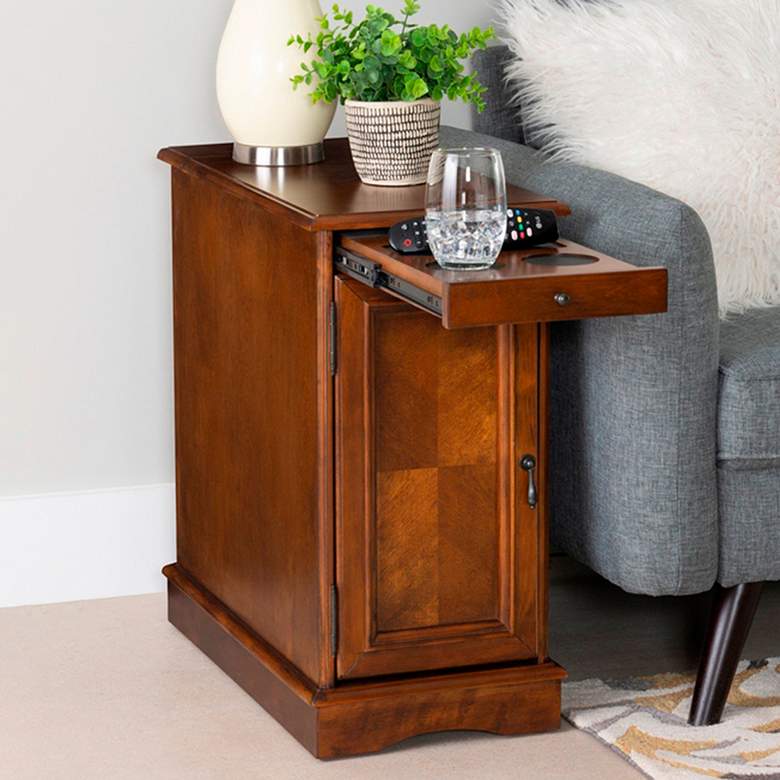Butler 12&quot; Wide Hazelnut Wood Accent Table with USB and Power Outlet
