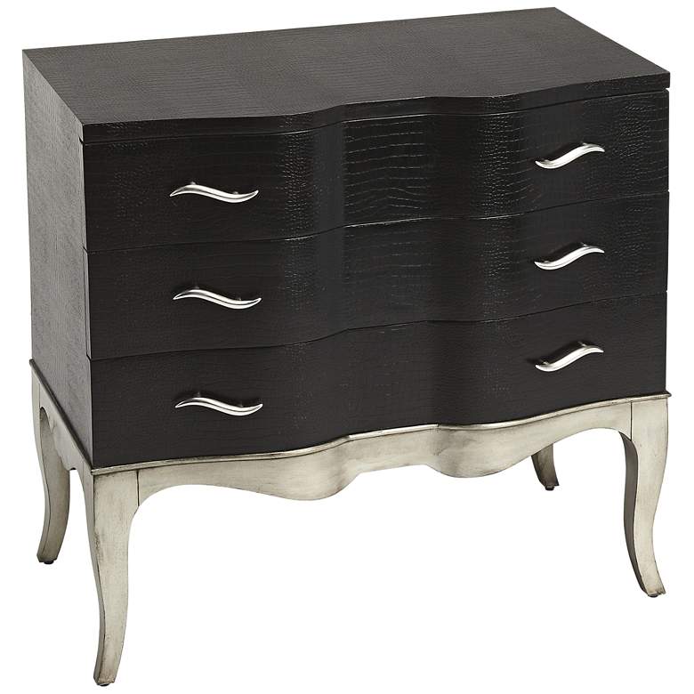 Image 1 Butler Fleurot Black Distressed Wood 3-Drawer Console Chest