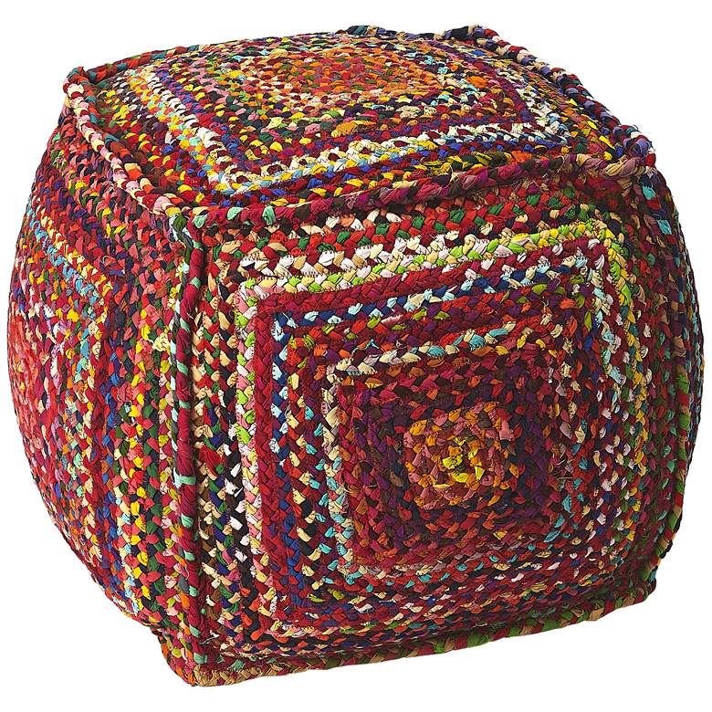 Image 1 Butler Gypsy Multi-Color Braided Cotton Pouf Ottoman