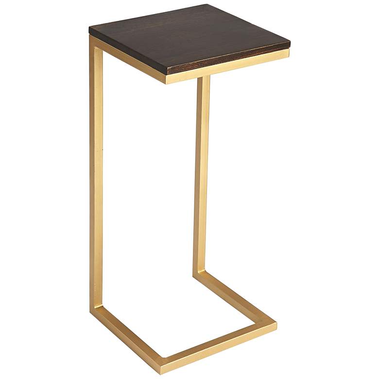 Image 1 Butler Kilmer 11"W Antique Gold Metal and Wood Accent Table