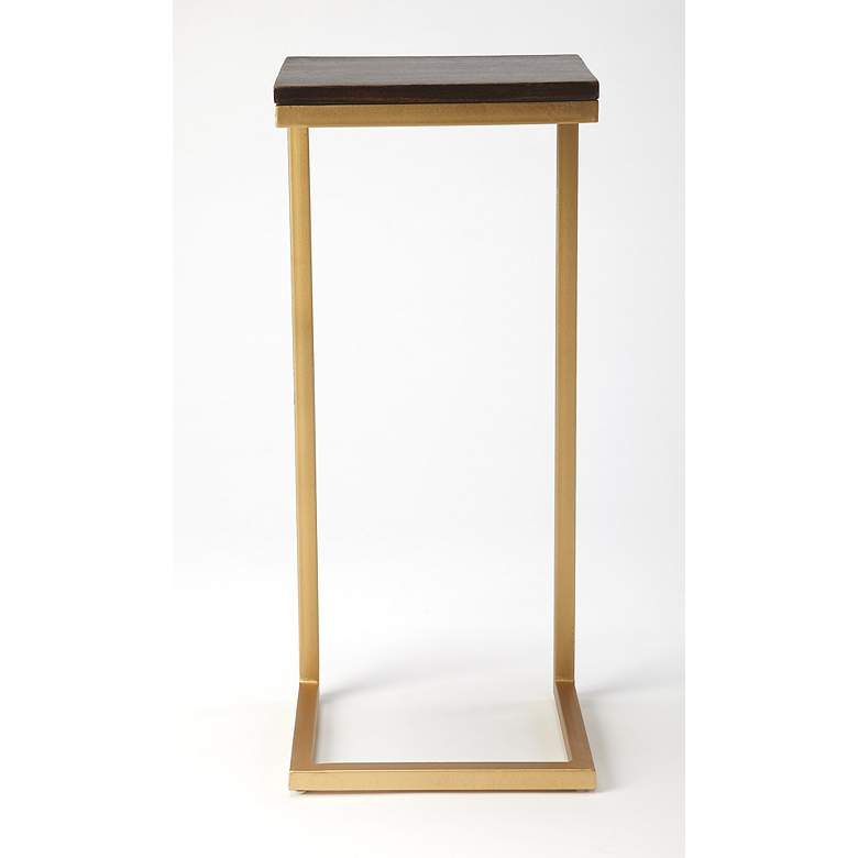 Image 2 Butler Kilmer 11 inchW Antique Gold Metal and Wood Accent Table more views