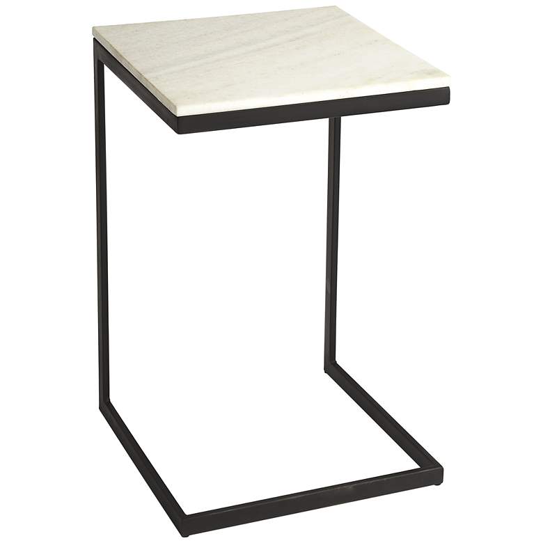 Butler Lawler 14 1/4&quot;W Black Metal End Table with Marble Top